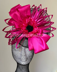 Pink and black fascinator