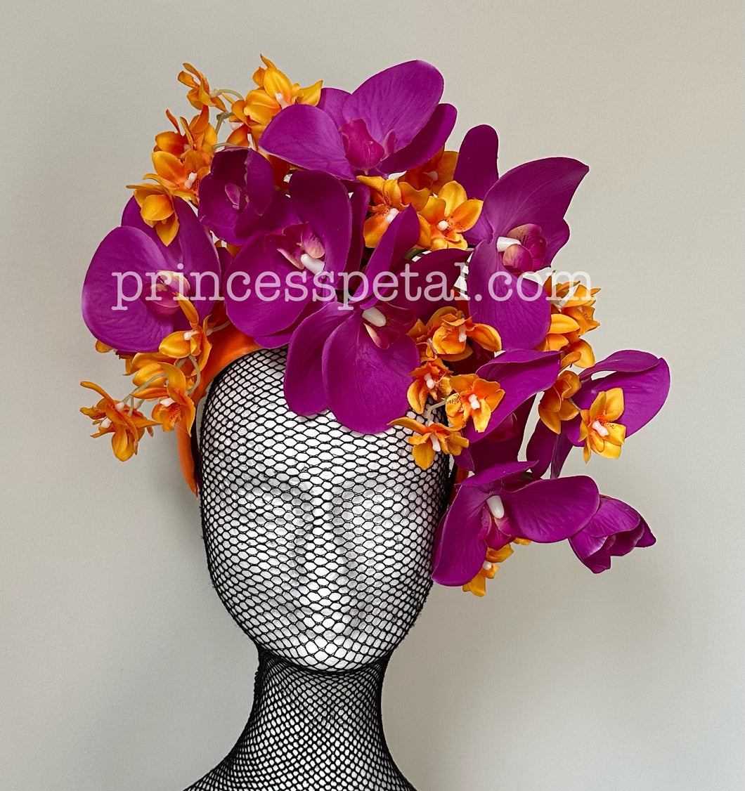 Pink and orange floating orchids