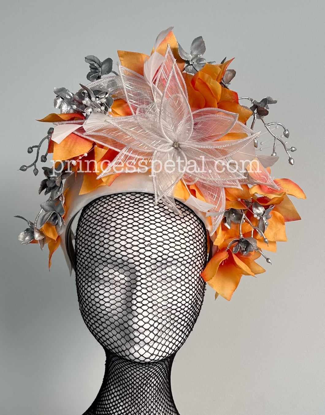 Orange, white and silver